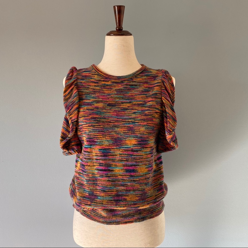 ANTHROPOLOGIE RUFFLE SHOULDER SWEATER